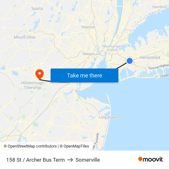 158 St / Archer Bus Term to Somerville map