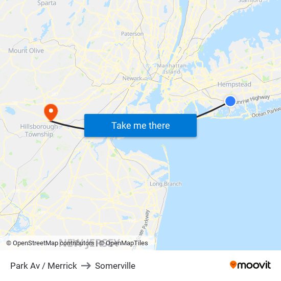 Park Av / Merrick to Somerville map
