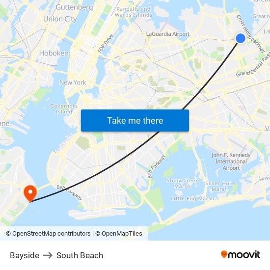 Bayside to South Beach map