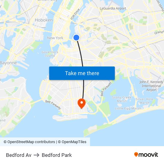 Bedford Av to Bedford Park map