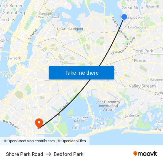 Shore Park Road to Bedford Park map