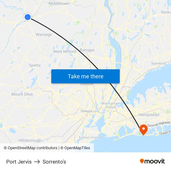 Port Jervis to Sorrento's map