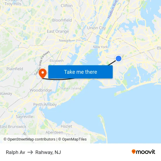 Ralph Av to Rahway, NJ map