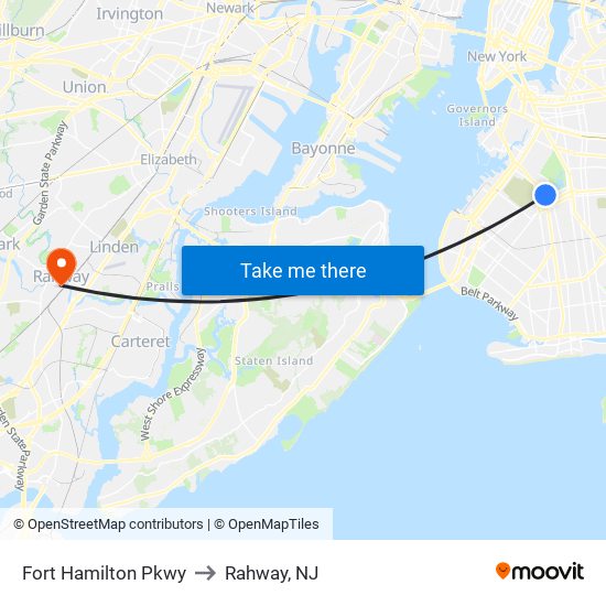 Fort Hamilton Pkwy to Rahway, NJ map