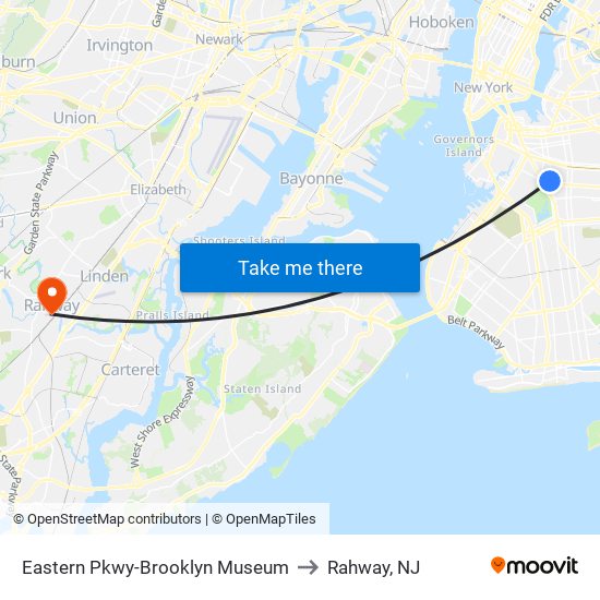 Eastern Pkwy-Brooklyn Museum to Rahway, NJ map