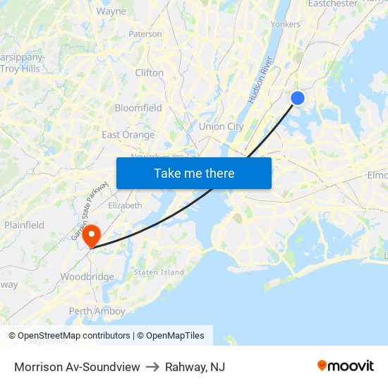 Morrison Av-Soundview to Rahway, NJ map