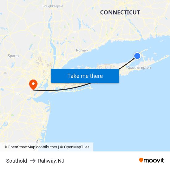 Southold to Rahway, NJ map