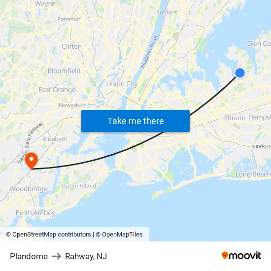 Plandome to Rahway, NJ map