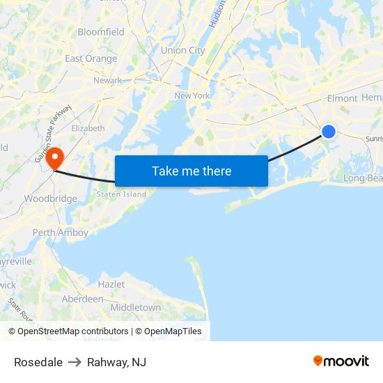 Rosedale to Rahway, NJ map