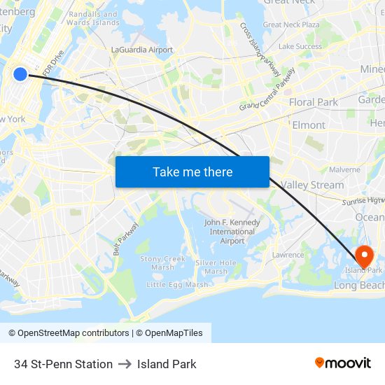 34 St-Penn Station to Island Park map