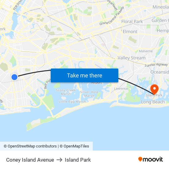 Coney Island Avenue to Island Park map