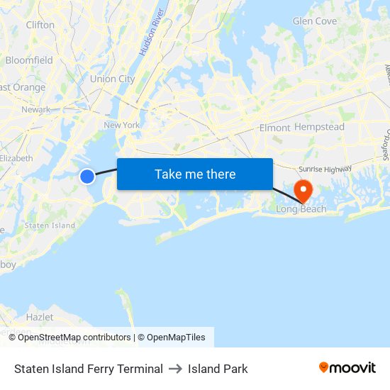 Staten Island Ferry Terminal to Island Park map