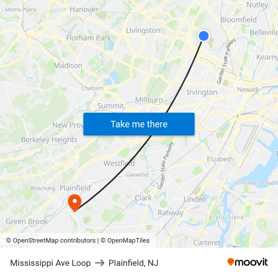 Mississippi Ave Loop to Plainfield, NJ map