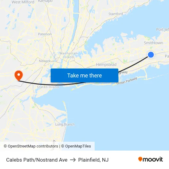 Calebs Path/Nostrand Ave to Plainfield, NJ map