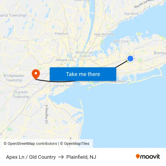 Apex Ln / Old Country to Plainfield, NJ map