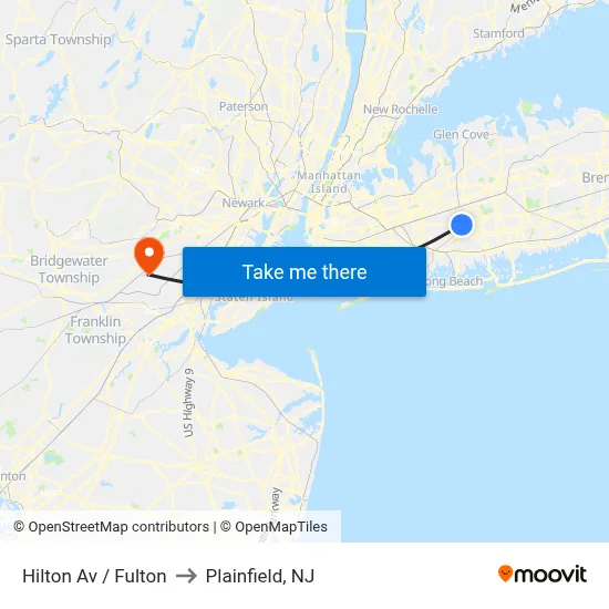 Hilton Av / Fulton to Plainfield, NJ map