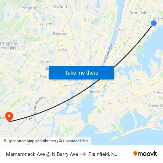 Mamaroneck Ave @ N Barry Ave to Plainfield, NJ map
