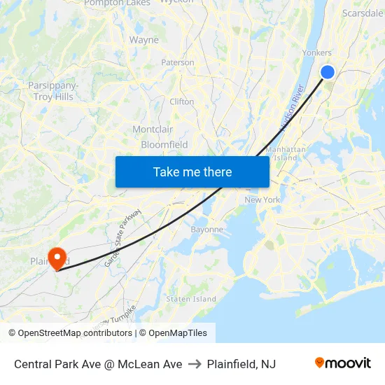 Central Park Ave @ McLean Ave to Plainfield, NJ map