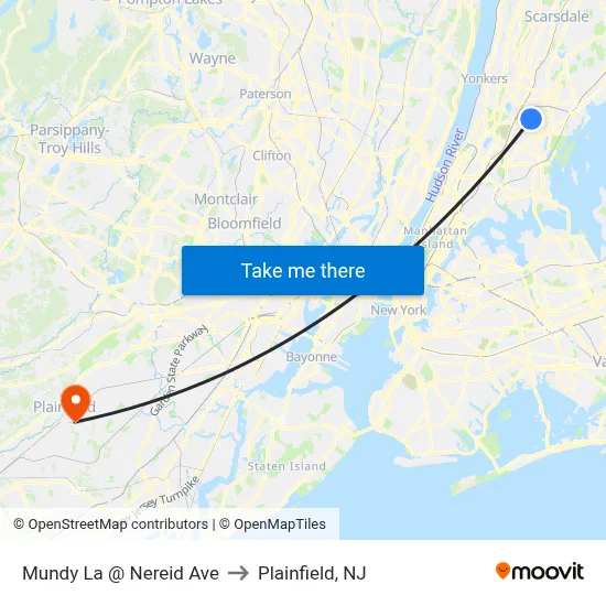 Mundy La @ Nereid Ave to Plainfield, NJ map