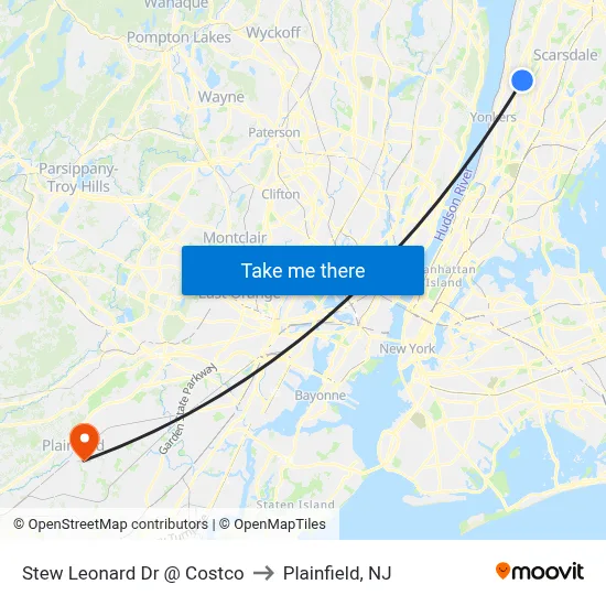 Stew Leonard Dr @ Costco to Plainfield, NJ map
