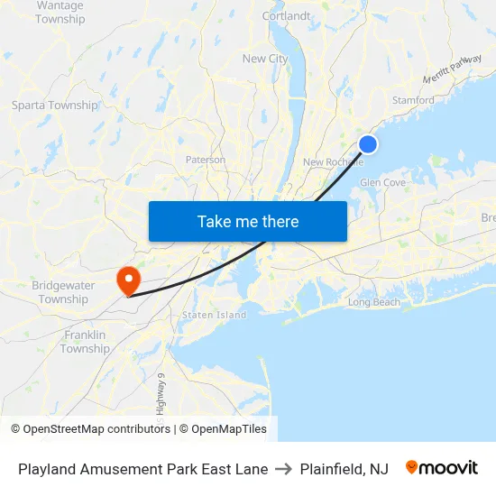 Playland Amusement Park East Lane to Plainfield, NJ map