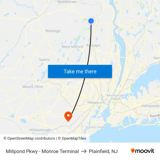 Millpond Pkwy - Monroe Terminal to Plainfield, NJ map