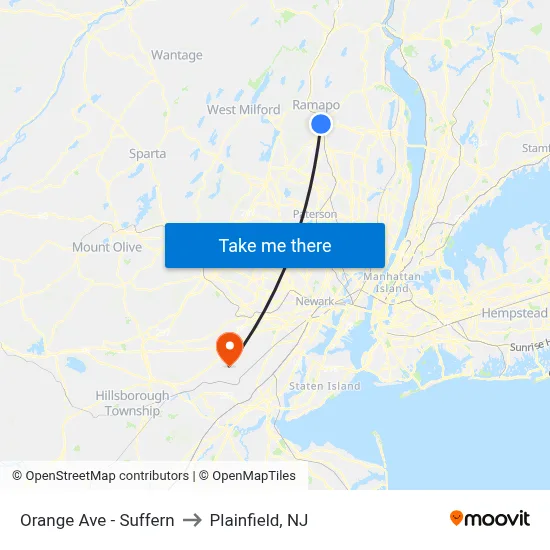 Orange Ave - Suffern to Plainfield, NJ map