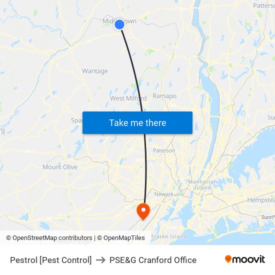 Pestrol [Pest Control] to PSE&G Cranford Office map
