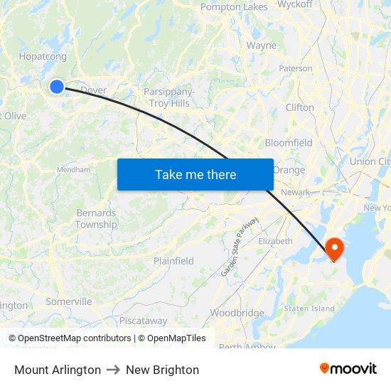 Mount Arlington to New Brighton map