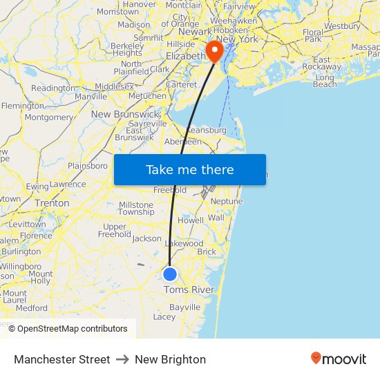 Manchester Street to New Brighton map