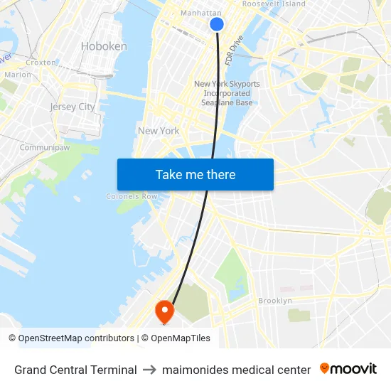 Grand Central Terminal to maimonides medical center map