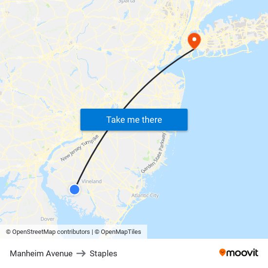 Manheim Avenue to Staples map