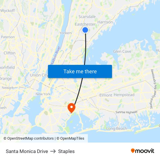 Santa Monica Drive to Staples map