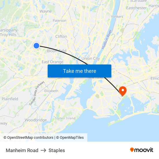 Manheim Road to Staples map