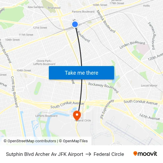 Sutphin Blvd Archer Av JFK Airport to Federal Circle map