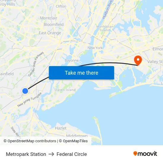 Metropark Station to Federal Circle map