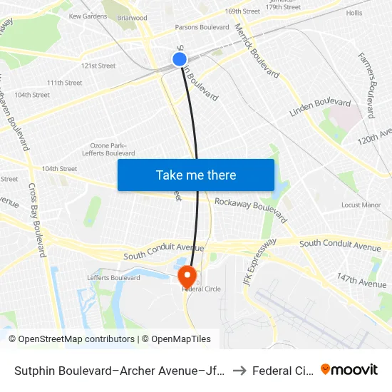 Sutphin Boulevard–Archer Avenue–Jfk Airport to Federal Circle map