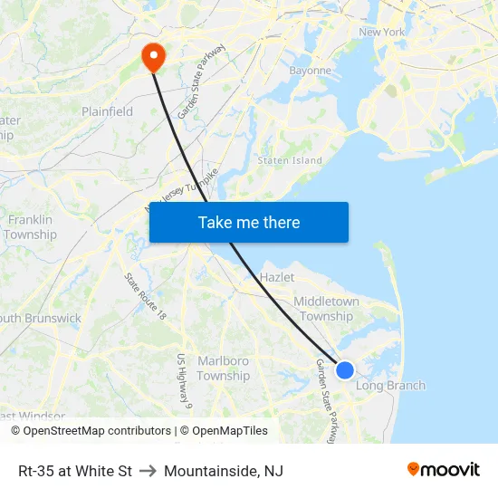 Rt-35 at White St to Mountainside, NJ map