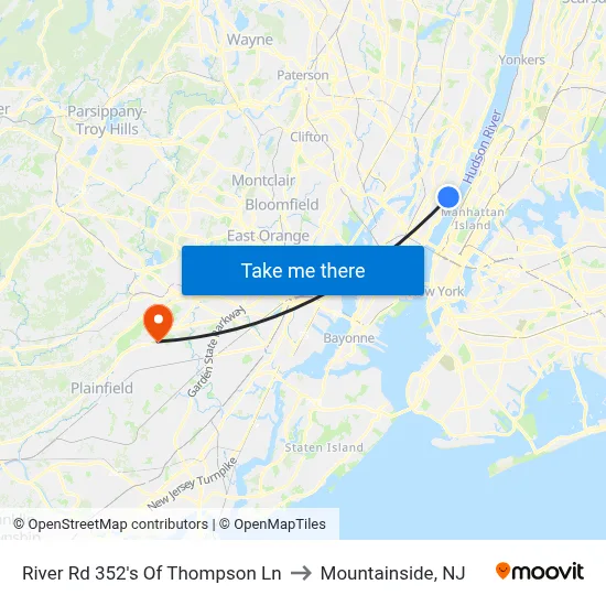 River Rd 352's Of Thompson Ln to Mountainside, NJ map