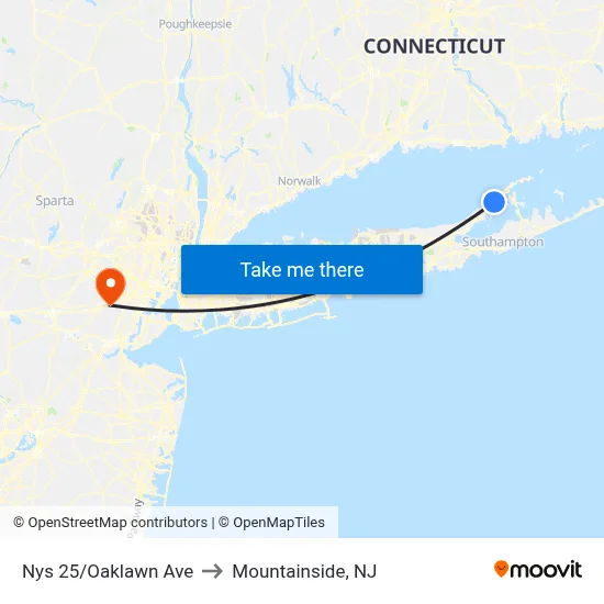 Nys 25/Oaklawn Ave to Mountainside, NJ map