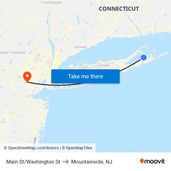 Main St/Washington St to Mountainside, NJ map