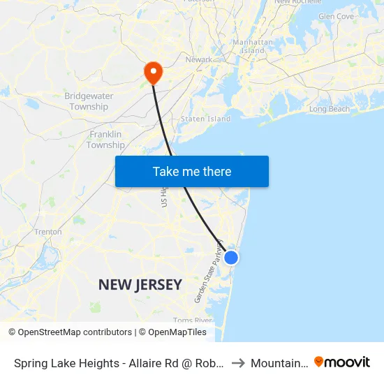 Spring Lake Heights - Allaire Rd @ Robertson Park (Southbound) to Mountainside, NJ map