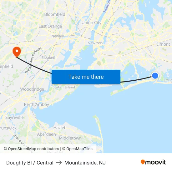 Doughty Bl / Central to Mountainside, NJ map
