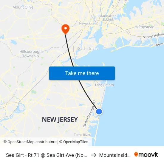 Sea Girt - Rt 71 @ Sea Girt Ave (Northbound) to Mountainside, NJ map