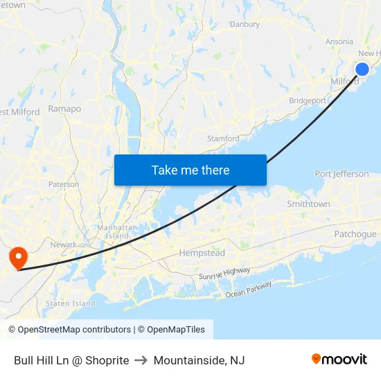 Bull Hill Ln @ Shoprite to Mountainside, NJ map
