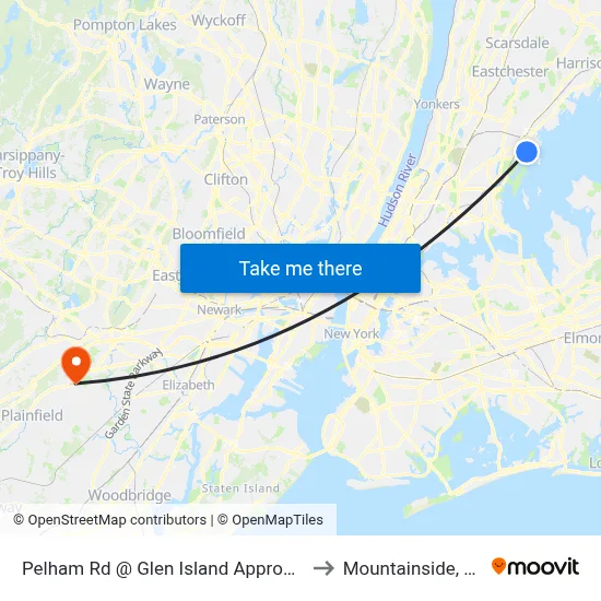 Pelham Rd @ Glen Island Approach to Mountainside, NJ map