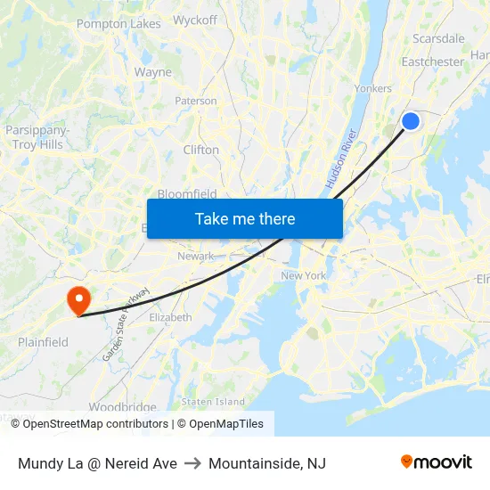 Mundy La @ Nereid Ave to Mountainside, NJ map