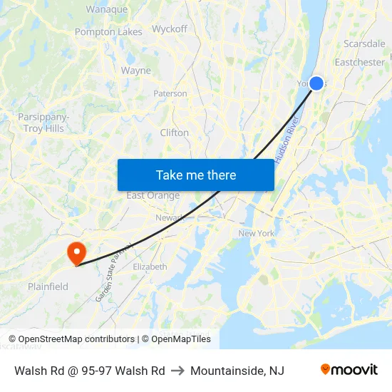 Walsh Rd @ 95-97 Walsh Rd to Mountainside, NJ map