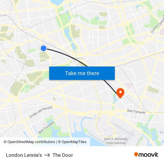 London Lennie's to The Door map