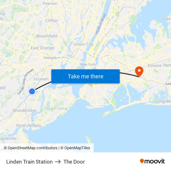 Linden Train Station to The Door map